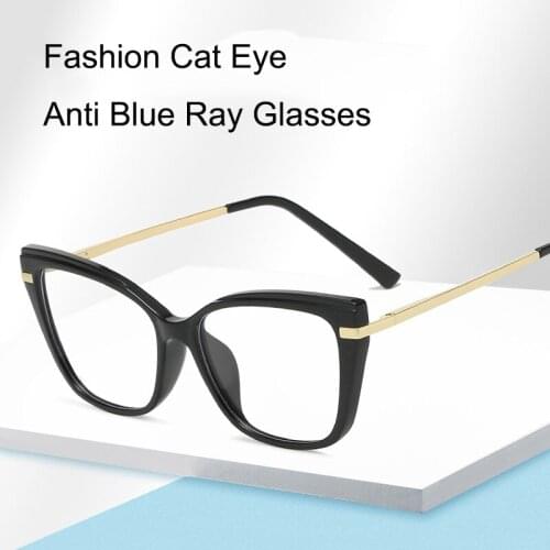 New Fashion Anti Blue Ray Glasses For Women Good Quality TR Cat Eye Eyewear Frame Young Ladies Blue Light Protection Eyeglasses