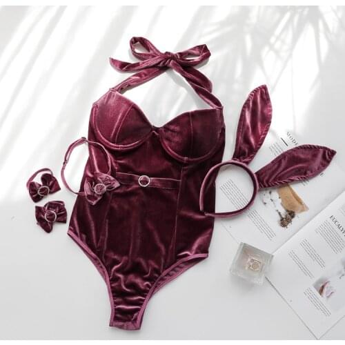 New Velvet Rabbit Girl Babydoll Role-playing Sexy Uniform Erotic Lingerie Sexy Bunny Costumes Cosplay Clubwear Party Wear Bunny