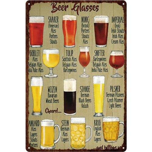 New Fashion Beer Metal Plaque Vintage Tin Sign Wall Decor Bar Pub Club Man Cave Decorative Ice Cold Drink Poster Plates 20x30cm