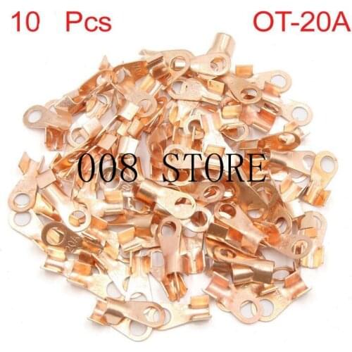 10pcs/lot OT-20A 6.2mm Dia Red Copper Circular Splice Crimp Terminal Wire Naked Connector for 1.5-5 Square Cable Free Shipping