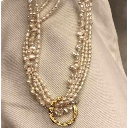 2020 new natural freshwater pearl necklace, all hand-worn beads multi-layer pearl clavicle chain,womens wedding banquet jewelry