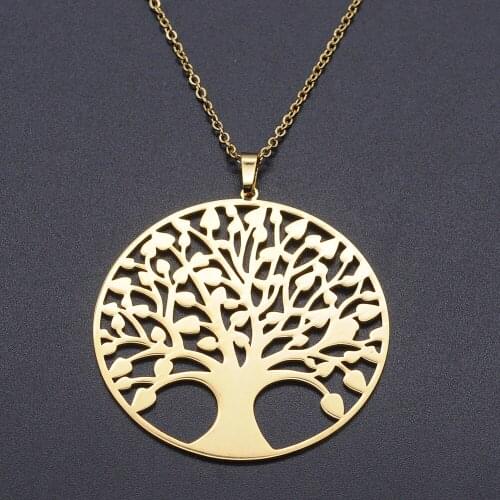 Life Tree Stainless Steel Charm Necklace for Women Dropshipping Fashion Jewelry Necklaces Dainty Steel Necklaces Wholesale