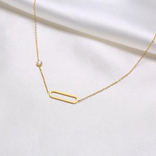 Stainless Steel Chain Link Necklace Womens Danity Paper Clips Connected Bohe Jewelry Adjustable