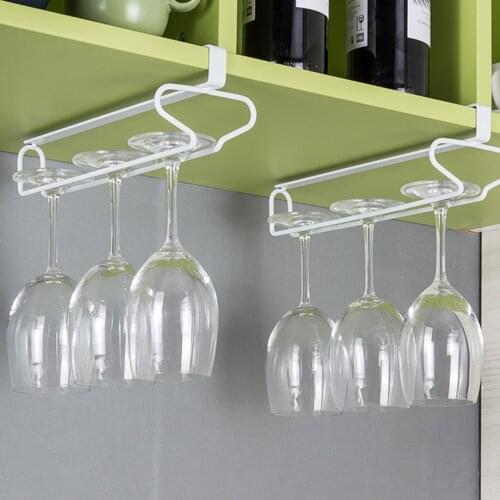 Wine Glass Rack Hanging Wine Cup Holder Bar Goblet Stemware Storage Racks Shelf Hanger Iron Kitchen Organizer