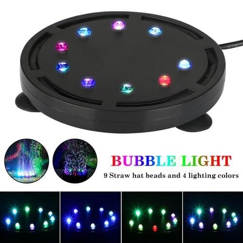 Aquarium Underwater LED Light Air Bubble Stone Multi Color For Fish Tank Round Submersible Aquarium Decorate Light