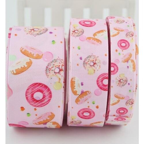 Doughnut pink ribbon grosgrain Diy Hairbow headwear printed grosgrain ribbon gift decoration ribbon 16mm22mm 25mm 38mm 57mm 75mm