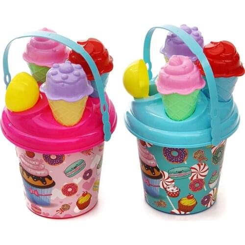 Colorful Sandpit Toy Sandbox Bucket Interactive Sand Playing Kit Beach Toy Pack Sand Toy with Ice Cream Cone Scooper