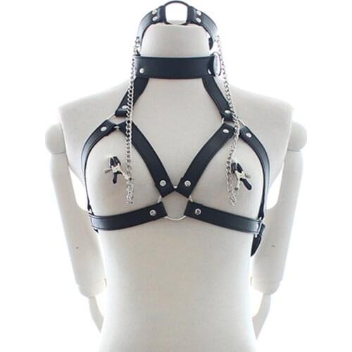 Sexy Leather Bondage harness belt Porno lingerie bodysuit women night club body fetish lingerie Adult crotchless exotic apparel