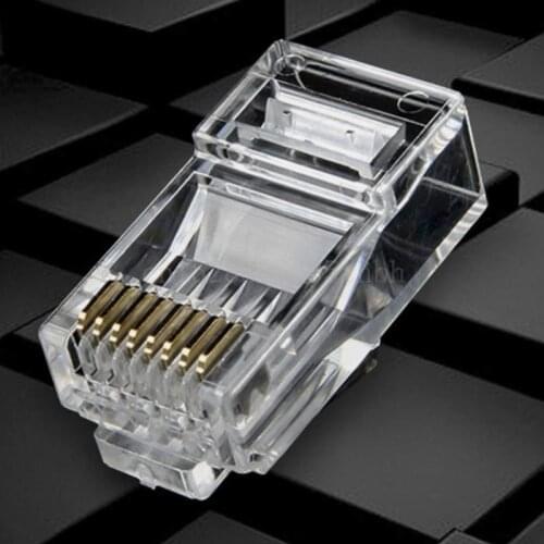 25/100Pcs Gold Plated RJ45 Net Network Cables Modular Plug Cat5 CAT5e Connector 8P8C Modular Rj45 Plug Terminals