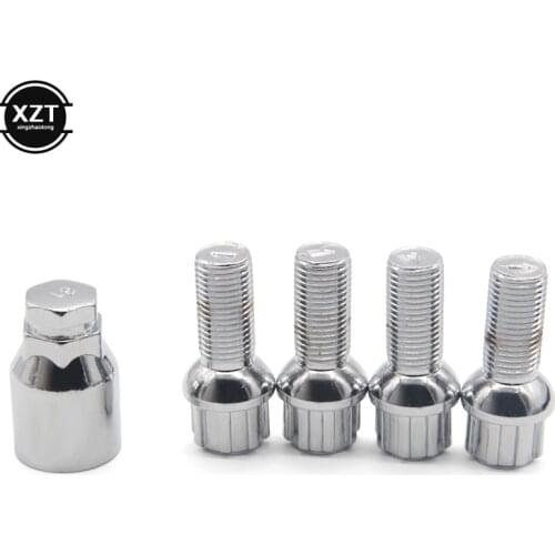 Steel Wheel Lock Bolts M14 x 1.5mm Locking Radius Security Lug Nuts Set for VW Audi Golf Passat Car Products