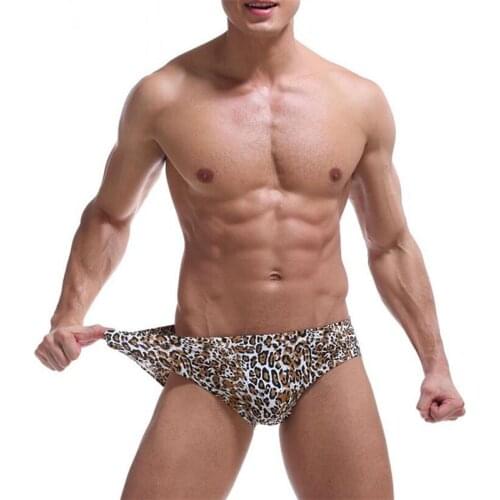4pcs/lot High quality mens underwear briefs gay low-rise leopard print underwear sexy panties fashion personality best price