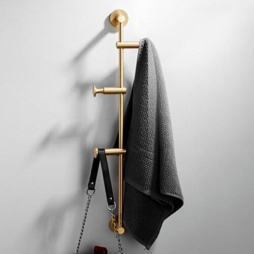 Solid Brass Coat Rack Free Adjustment, Wall Mount Coat Hooks with 3/4/5/6 Hooks for Hats, Scarves, Clothes Handbags