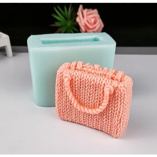 PRZY Knitted Woolen Bag Molds Knitting Wool Bags Mold Soap Molds Handmade Mould Silicone Fondant Soap Clay Resin Candle Mould