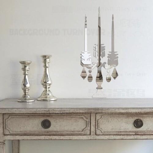 Mirror Wall Stickers Decals Walls Sticker Home Room Acrylic Kitchen House Wallpaper Decor Candlestick Retro Palace Luxury R041