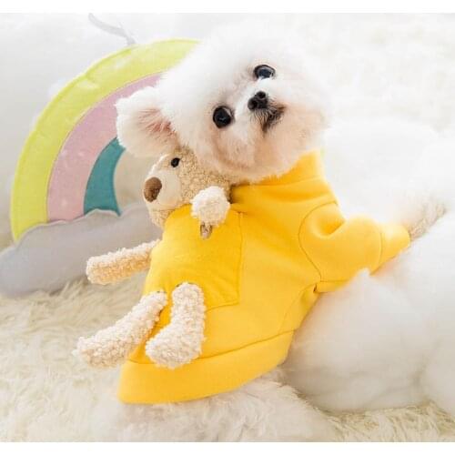 Pet Yellow Cute Cartoon Dog Hoodie Winter Puppy Small Dog Clothes Yorkshire Chihuahua Pomeranian Clothing Funny Pet Dog Coat