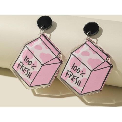 New Creative Acrylic Milk Drink Drop Earrings For Women Girls Lovey Long Dangle Earrings Fashion Party Jewelry Christmas Gifts