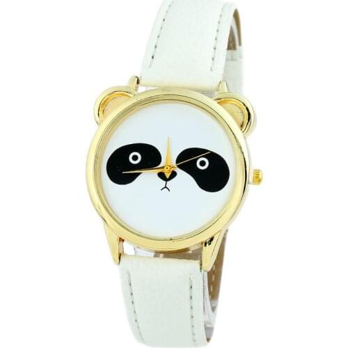Gnova Platinum women Panda Funny Face Watch PU Leather band Analog Quartz Wristwatch Feminino Fashion Girl reloj student
