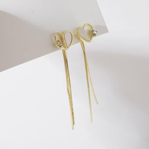 Korean Earrings Fashion Earrings Jewelry Temperament Statement Earrings Long Love Rhinestone Tassel Earrings Women Wholesale