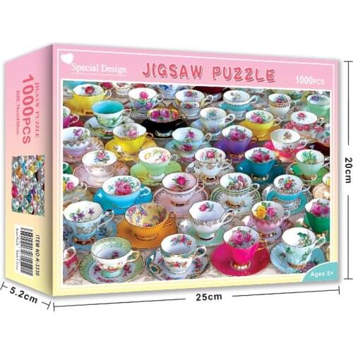 1000pcs Jigsaws Fine ceramic coffee cup Scenery Photo for Family Game Children Adult Relief Stress Toy Hotel Room Decoration