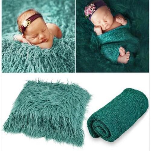Children Photo Backgrounds Baby Fur Blankets Faux Fur Background Blankets Cute Infant Baby Months Carpet 2Pcs Blanket + Wrap New