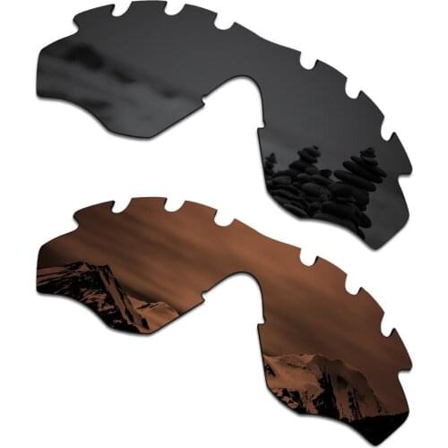 SmartVLT 2 Pieces Polarized Sunglasses Replacement Lenses for Oakley M2 Vented Stealth Black and Amber Brown