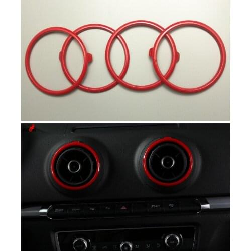 4pcs Red Air Condition Vent Outlet Ring Replacement Cover Trim For Audi A3 S3 2013 2014 2015 2016 2017