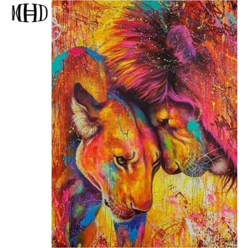 5D DIY Diamond Painting Lion Tiger Full & Round Diamond Painting Leopard Cross Stitch Rhinestone Home Decoration Animal Gifts