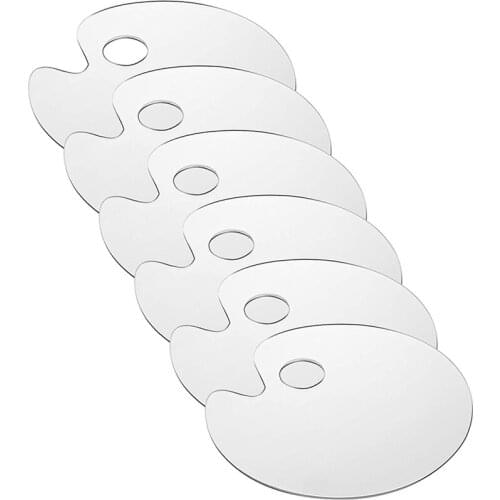 6 Pack 10 x 6 Inches Acrylic Paint Holder Trays Art Palette with Thumb Hole for DIY Art Craft Mixing and Painting