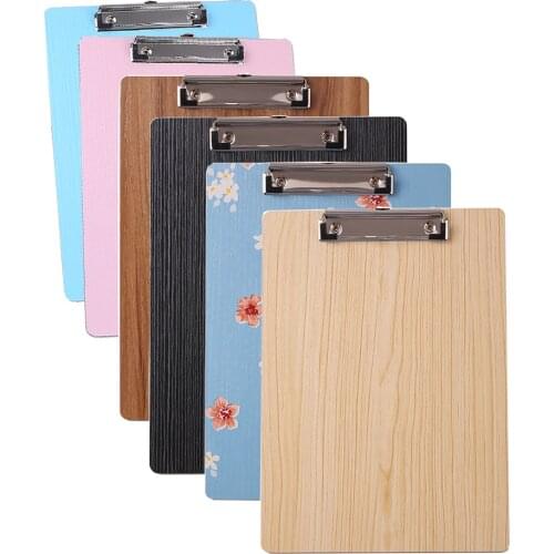 6Pcs/Pack Wood A4 Clipboards Document Paper Sheet Support Holder File Folder Cute Writing Pad Clip Board Office Organiser Supply