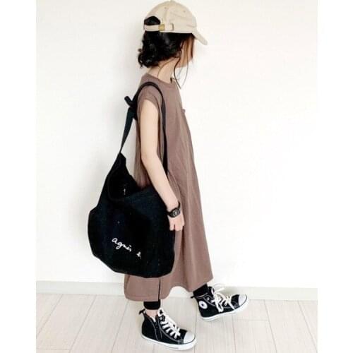 7625 Baby Girl Dress Summer 2021 Baby Girl Clothes Japanese Pure Color Girls Dress Parent-child Clothes Mother Daughter Dress