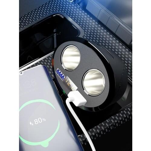 Car charger / fast charging cigarette lighter / one to two conversion plug / USB mobile phone flash charging