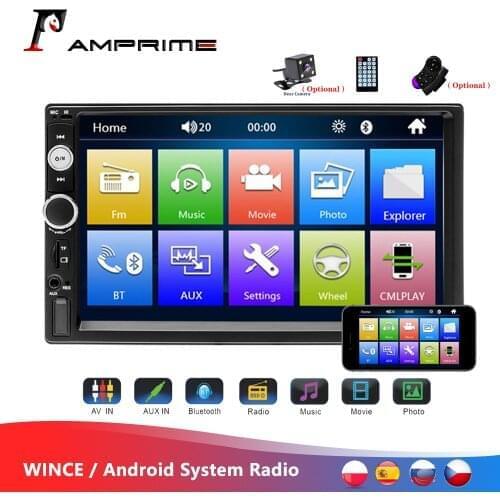 AMPrime Universal 2 din Car Multimedia Player Autoradio 2din Stereo 7" Touch Screen Video MP5 Player Auto Radio Backup Camera
