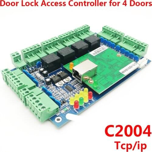 Four door Access Controller RFID access control board TCP/IP Multi Door Security Access Controller free english software C2004