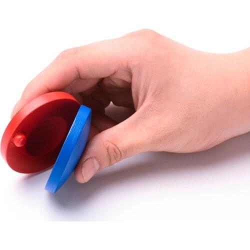 Wooden Percussion Primary Color Castanets Round Dance Board Red Blue For Baby Musical Instrument Preschool Early Educational Toy