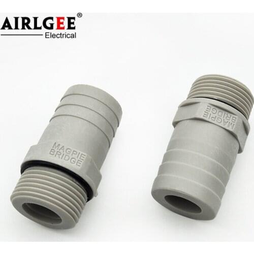 2pcs Plastic steel 3/4 BSP Thread Pipe Fitting to 25mm Barbed Silicone Hose Straight Barb Fittings Adapter Coupler