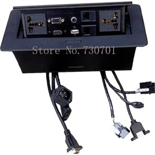 Cable internet audio,video,connector desktop socket with 2*universal power rj11l,rj45,usb,vga,HDMI,round thin size reference