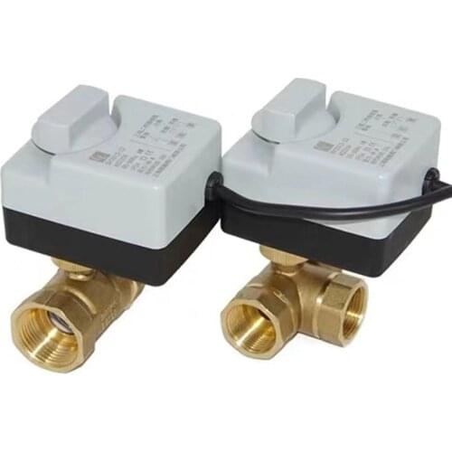 Brass Motorized Ball Valve 3-Wire Two Control Electric Actuator AC220V 3 Way /2 Way DN15 DN20 DN25 DN32 DN40 with Manual Switch