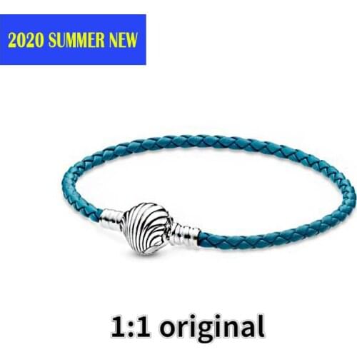 2020 Summer Fashion Silver 925 Bracelets Shell Leather Bracelet Women DIY Jewelry Gift