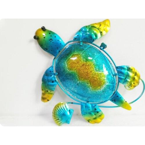 Liffy Gift Blue Metal Turtle Wall Artwork for Garden Decoration Outdoor Animal for Garden Statues Miniatures and Sculptures Yard