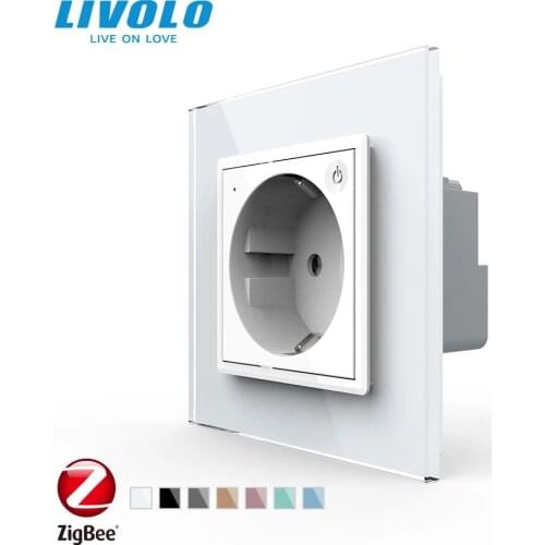 Livolo EU Standard New Smart Wifi Power Socket,Crystal Glass Panel, 16A Wall Power Socket, wifi app,aleax,googel home,no logo