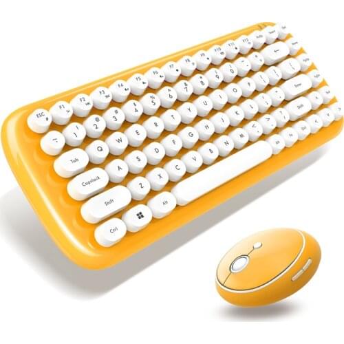 2.4G Mini Wireless Bluetooth Keyboard Mouse Set Punk Chocolate Key Cap Wireless Retro Keyboard Computer Keyboard for Laptop Pc