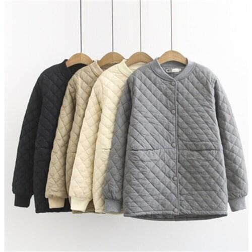 2020 New High Quality Women Solid Color Plaid Print Loose Design Cotton Pad Plus Size Casual Jackets Tops 185