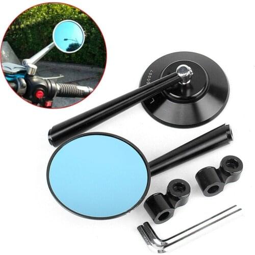 Pair Metal Motorcycle Motorbike 8MM 10MM Rear View Rearview Side Round Mirror Universal Accessories