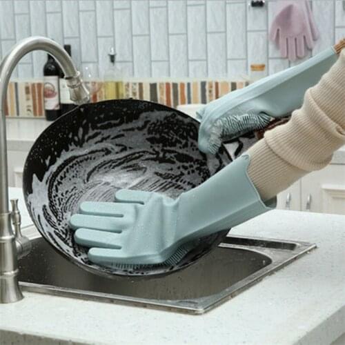 Dishwashing Gloves Kitchen Silicone Cleaning Gloves Magic Silicone Dish Washing Gloves For Household Scrubber Gloves