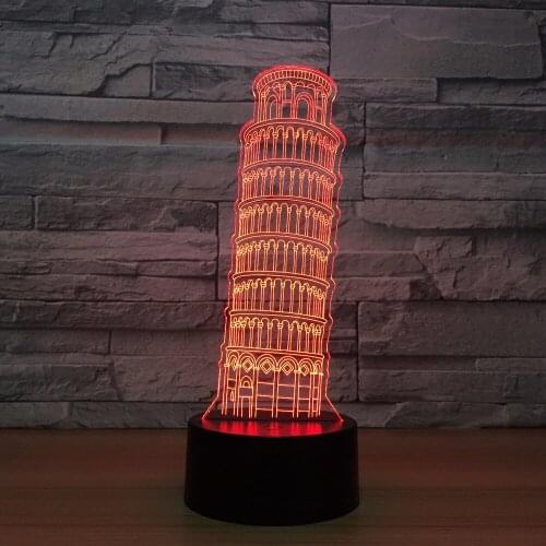 Tower of Pisa 3D Night Light Hologram LED Light USB Decorative Torre pendente di Pisa Table Lamp Home Deco Gift For Friends Kids