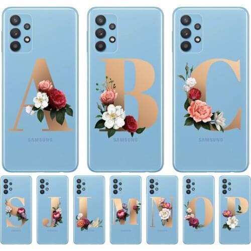 Alphabet Letter Clear Phone Case For Samsung Galaxy A51 A71 A72 A32 A42 A12 A02 TPU Funda For Samsung A52 2021 Soft TPU Cases