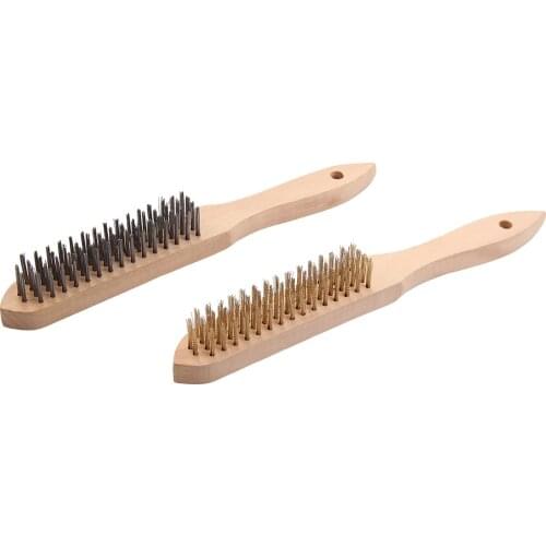 KSEIBI 331320 European Type Hand Brush Steel Briste Wire Scratch Brush w/ Hand Held Wood Shoe Handle 4x16row