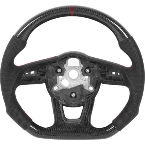 Flat Bottom Steering Wheel Nappa Perforated Leather Carbon Fiber Fit for Audi B9 S4 S5 RS3 RS4 RS5 2017+Modification