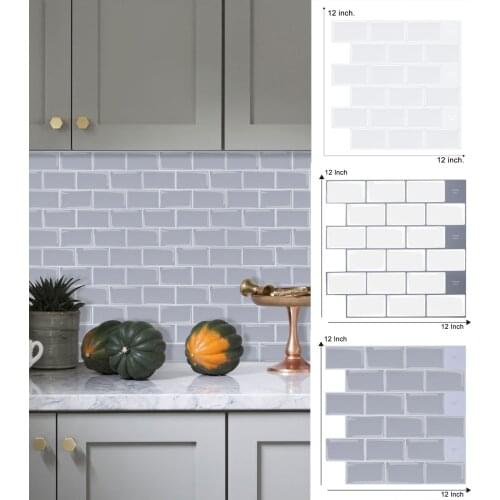 10pcs Mosaic Self Adhesive Tile Backsplash Wall Sticker Vinyl Bathroom Kitchen Home Decor DIY