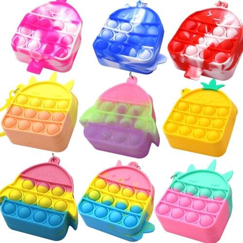 Silicone Coin Purse Squishy Decompression Mini Wallet Kids Bag Cute Push Bubble Sensory Fidget Toys-Christmas Halloween Gift